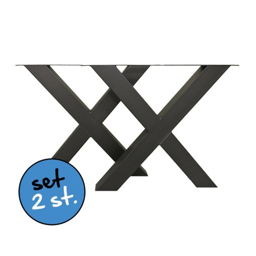 stalen tafelpoot X zwart 10x10cm | Meubelpoten.nl