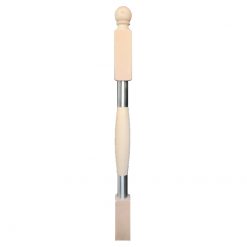 Luxe RVS en beuken hoofdbaluster eindbaluster 1135x80mm