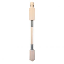 Luxe strakke RVS en beuken hoofdbaluster eindbaluster 1135x80mm