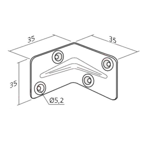 Verstevigingshoek, montagebeugel 35x35mm verbinder