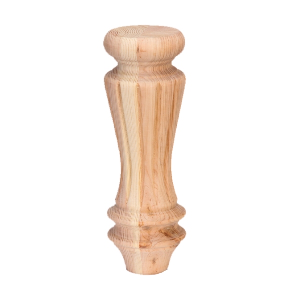 Hoge houten kastpoot stoelpoot cannelures - Meubelpoten.nl