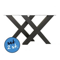 Stalen tafelpoot X zwart 10x10cm koker