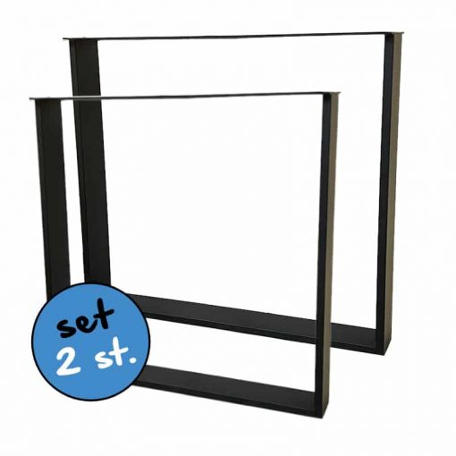 Stalen U poot zwart met 10x2cm koker | Meubelpoten.nl